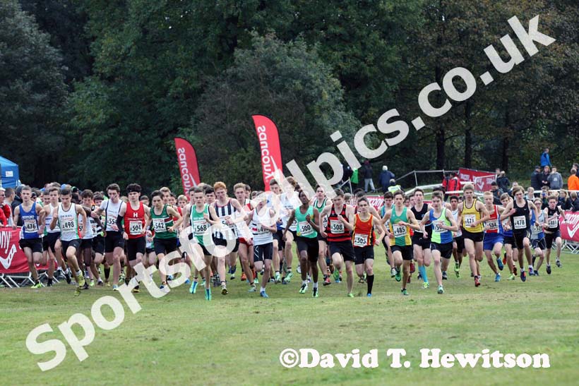 Start of under-17 men National Cross Country Relays, Berry Hill Park, Mansfield. Photo: David T. Hewitson/Sports for All Pics